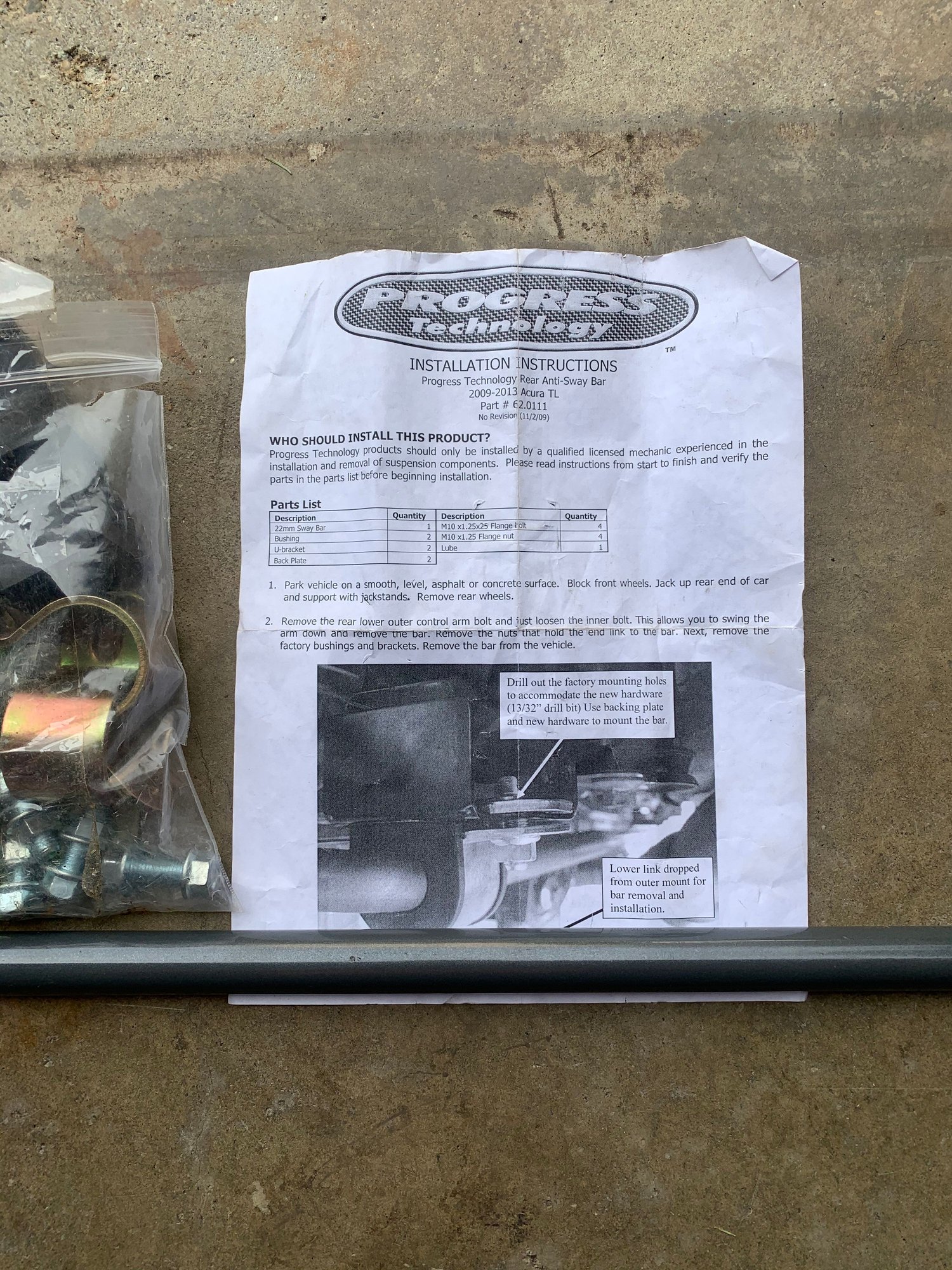 Steering/Suspension - SOLD: Progress rear sway bar - New - 2009 to 2013 Acura TL - Mahopac, NY 10541, United States