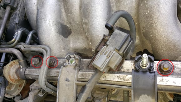 Passenger side fuel rail screws