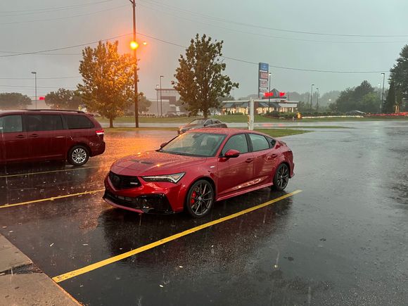 It rained cats and dogs tonight.