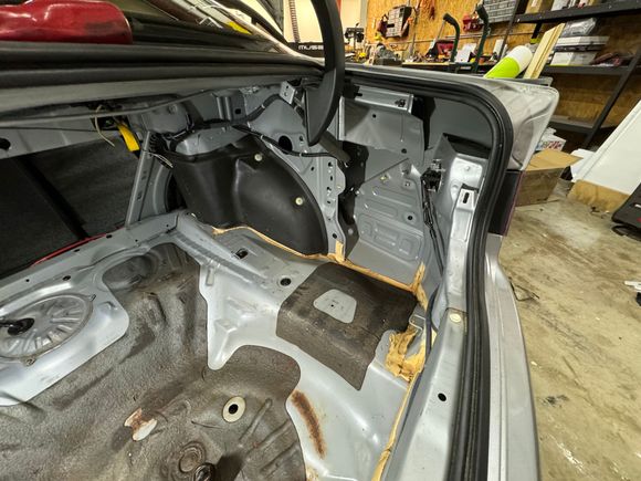 Then it was on to striping the trunk and interior for cleaning and sound deadening 