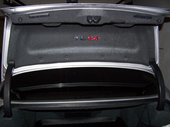 Type S badging for the inside trunk lid.