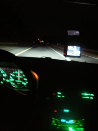 Projector cutoff on the highway and green lighting