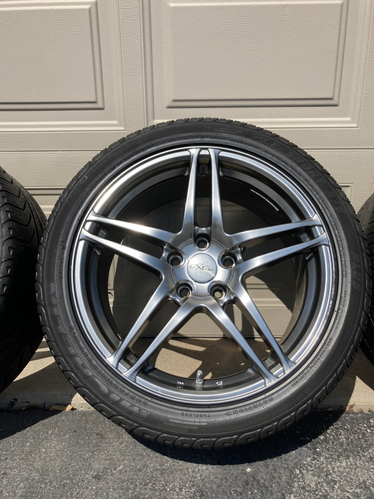 Wheels and Tires/Axles - FS: 5 Wheels & Tires - Exel Ennio 18x8 5x114.3 on Michelin Pilot Sport A/S+ 245/40/18 - Used - 0  All Models - Naperville, IL 60564, United States