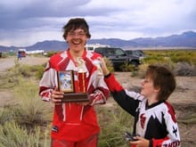 My son's first desert racing trophy                                                                                                                                                                     