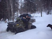 Backing out the old 97 to sled trail.                                                                                                                                                                   