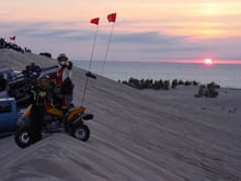 Here is a gorgeous dawn at Silver Lake Michigan. That's Hightower and Bigwaynester over on the edge of the dune.