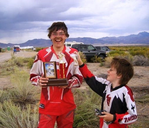 My son's first desert racing trophy                                                                                                                                                                     