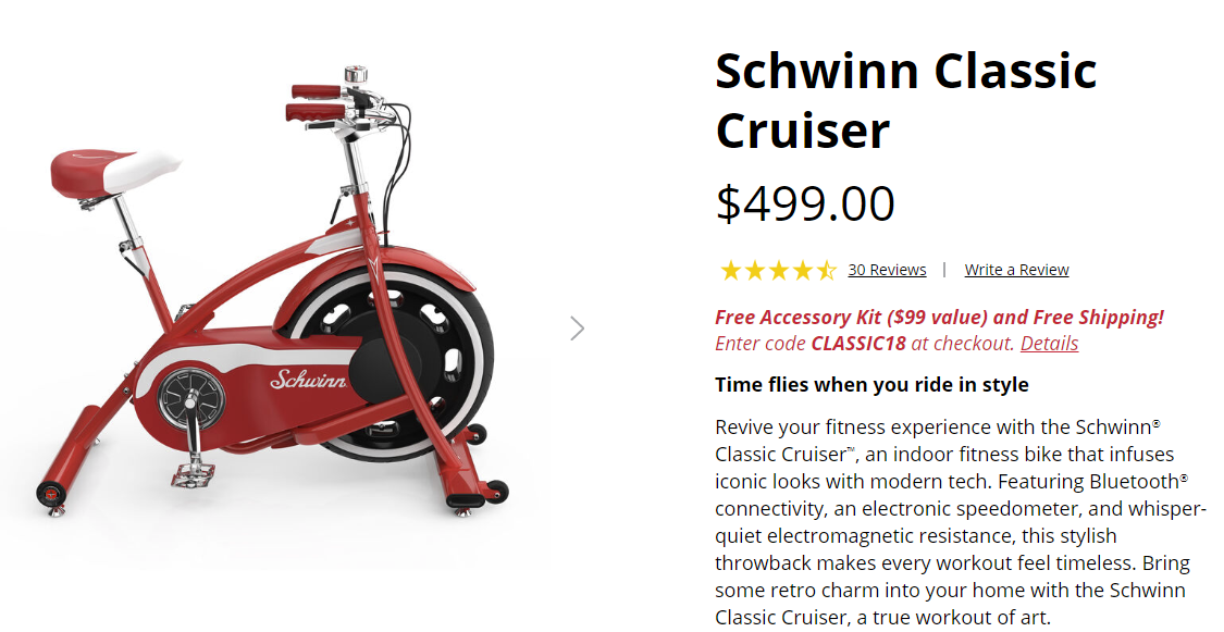 schwinn classic cruiser stationary bike