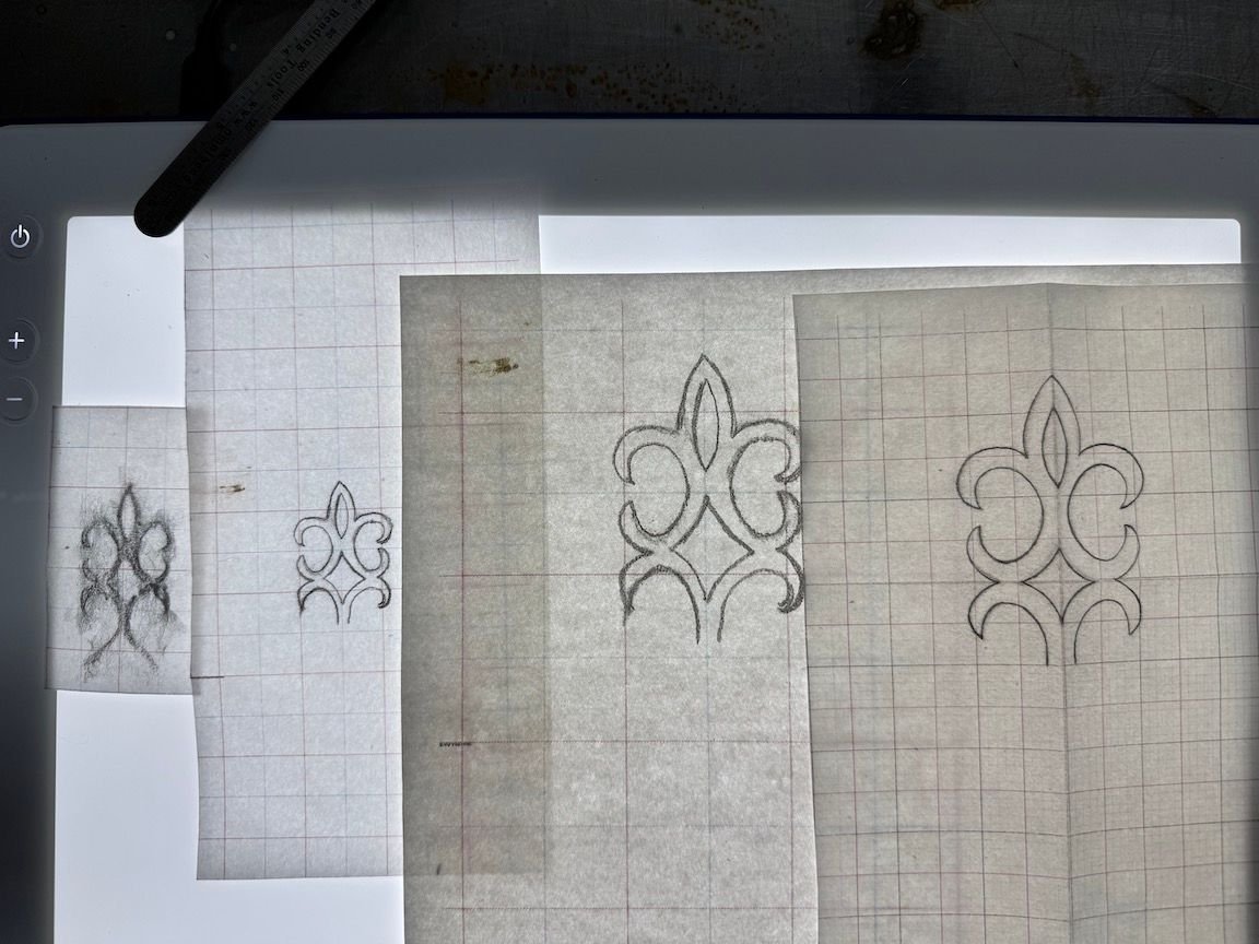 This shows the progression from tracing to adjustment to enlargement to more adjustments