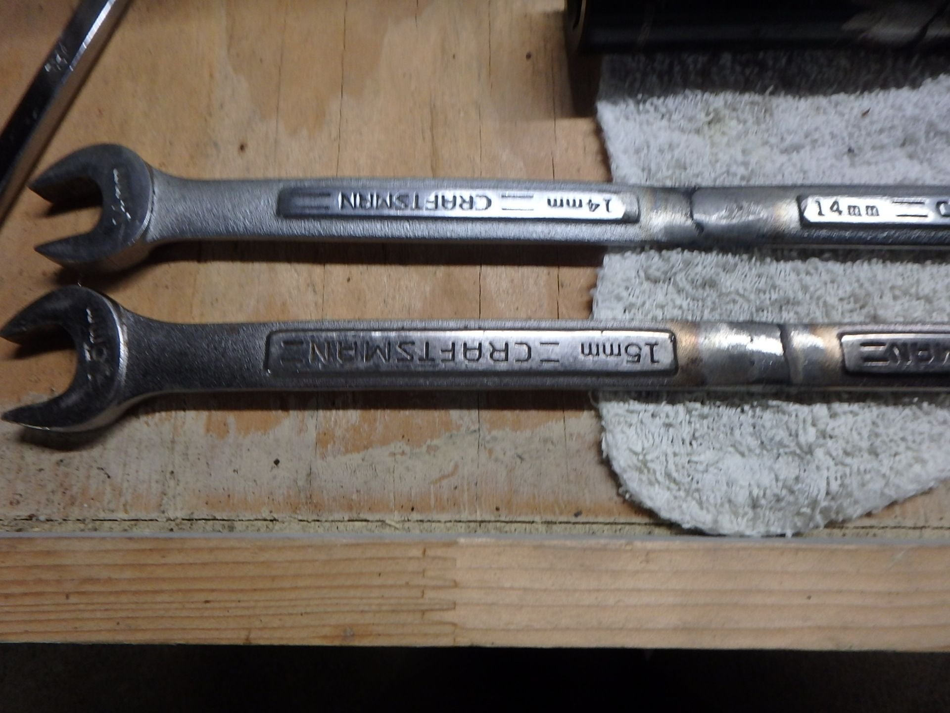 The wrenches are 14/15 and i like to have two so I can work from both sides at once. note the welds where it took three wrenches to make one.