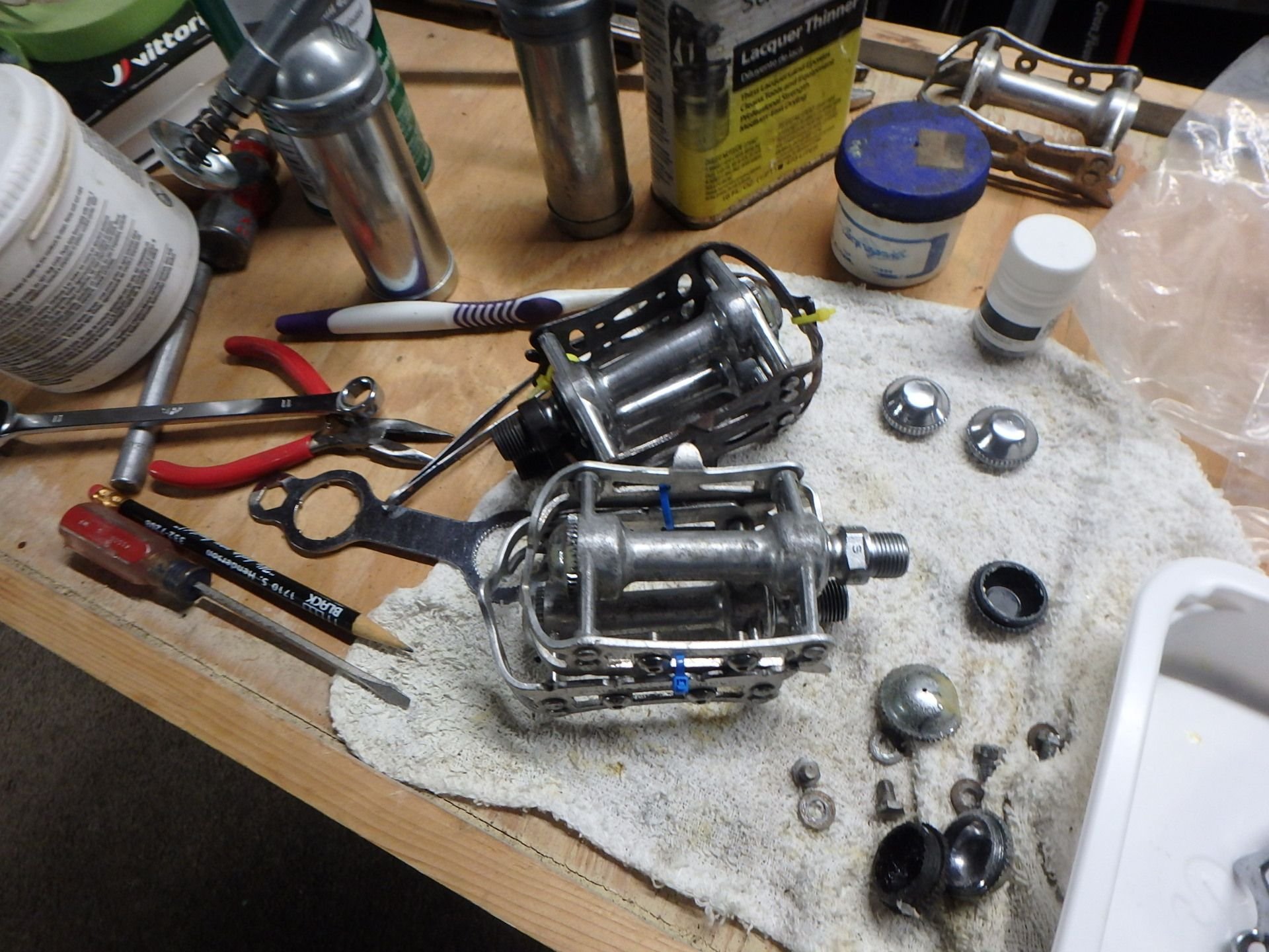 The pairs:   The dark cages are Gipiemme and the chrome ones are Campy GS.   