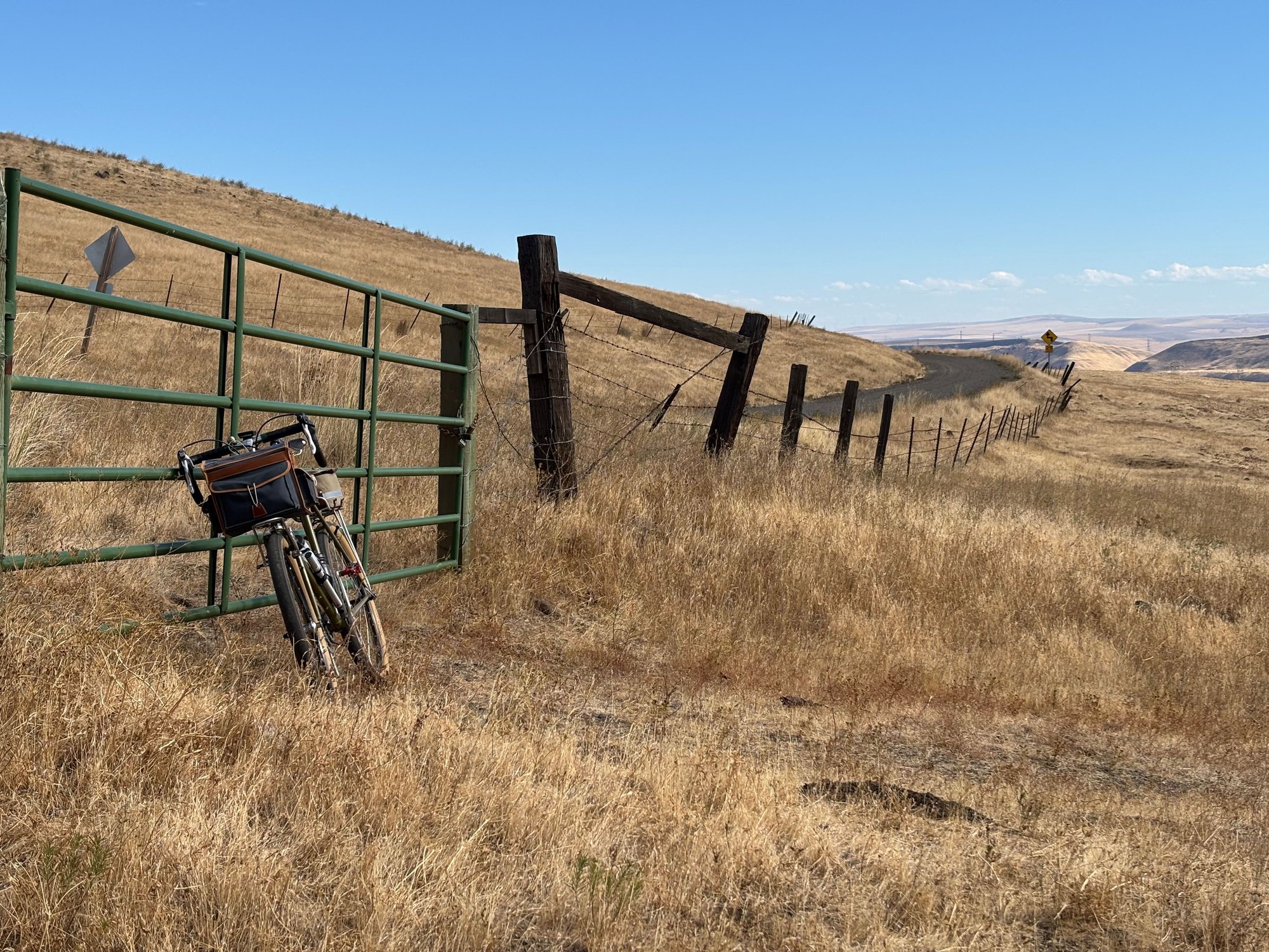 Resting at the beginning of the rough gravel road.