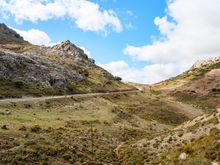 Puerto del Viento. The riders came over over this and downhill towards the camera