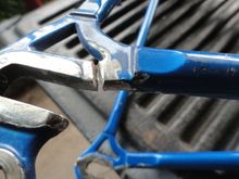 Cutting through the drop out to be sure to get a good weld.  If any residual grease or contaminants are in the joint it wont hold.  