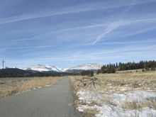One of the loneliest paths in the world no other bikers since October. But a tone of traffic on the main road.