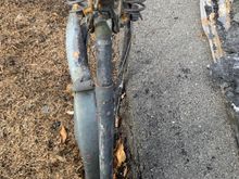 Seat tube from the front.  The rear triangle is angled a good 30 degrees to the left from the seat post bolt.