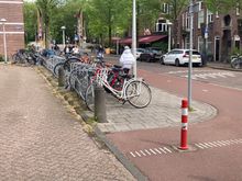 A typical bike rack that you see on every single block.