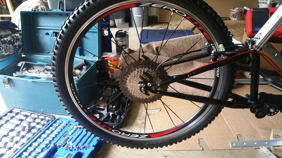 Not sure this uploaded. 

The rear cassette and new wheel before the rear mech went on. 11 speed 46t Shimano XT M8000 