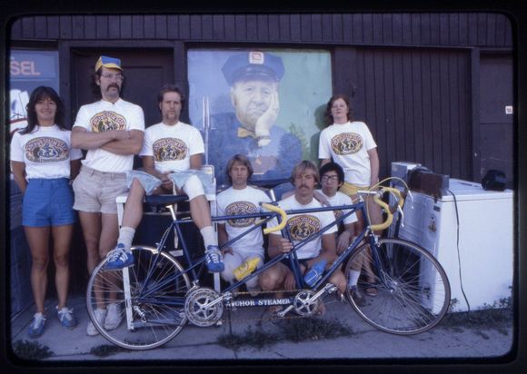 The Anchor Steam team after Otis and Joe had to abandon their cross country record attempt.  