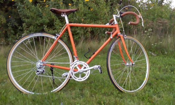 1984 Araya (Japan) -  Frame is primarily Tange Champion #2 tubing.  Frame and fork weigh in at 5.86lbs.  Although originally decked out in time appropriate Suntour Superbe Pro group set (friction shifting), I opted to upgrade to a late 80's Suntour Sprint Group (indexed shifting).  Wheels are currently Mavic rims (32H) laced to Suntour Superbe PRO hubs (BH-1500).  I do have a later set of 32H Sprint hubs (HB-SP00) that will be laced up later to complete the Sprint Group.