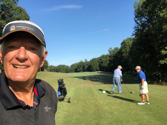 On the 13 tee with a couple other fellas