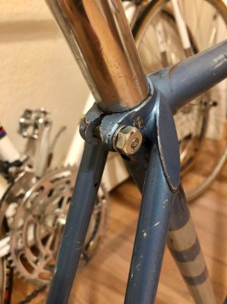 I've been following the discussion around the seat post binder bolt. This has a bolt in there, not stock. Following Jim Merz's recommendation, I ordered a bolt that is more appropriate, from British Fasteners site...