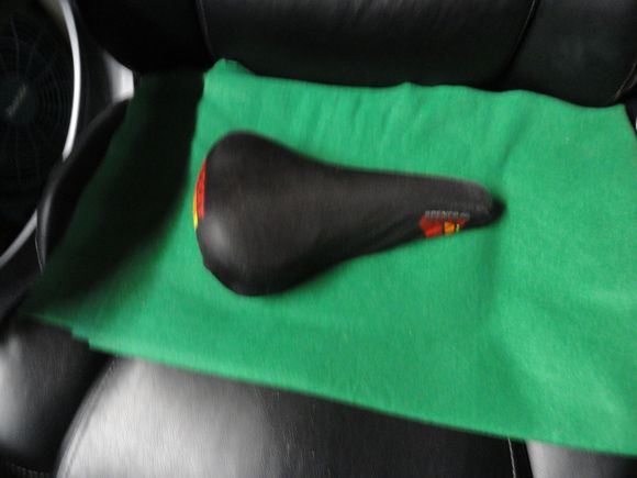An old Avocet sponge saddle with the cover that moves around while riding.  Ugly and uncomfortable.