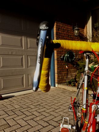 New 9-speed.  Before 10-speed was introduced, the 9-sp shifters didn’t need to
be so labelled.  Deliberately underexposed to suppress sun glare.  You’d never know it was January. Polar vortex coming.