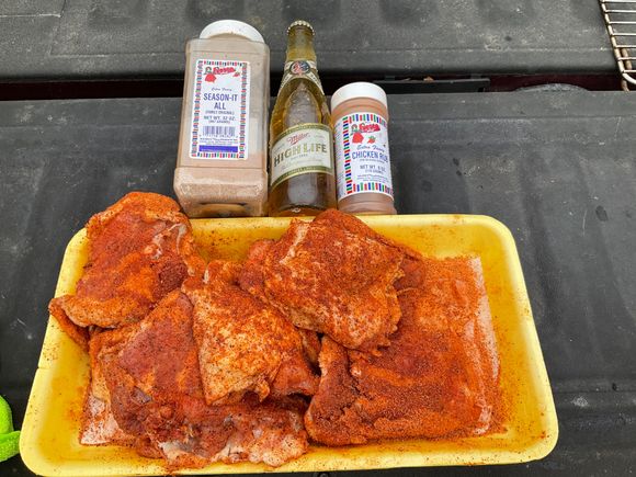Day off the bike so smoking some chicken thighs. Why not? Gotta have a cold beer when smoking meat it is a Texas law that everyone agrees with lol. 