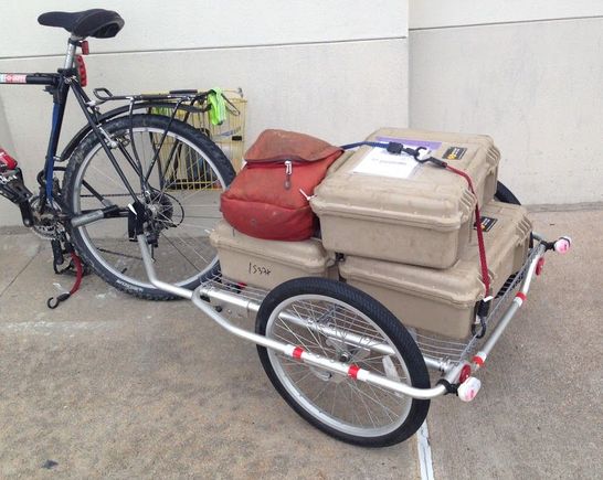 Loose cargo mode, secured with bungee cords.