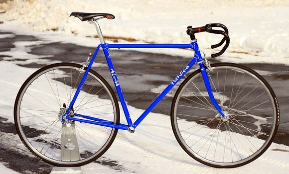 Dave Kirk built bike for the defunct Fishlips bike company.  About to be built up with either Campagnolo Record or Dura Ace.