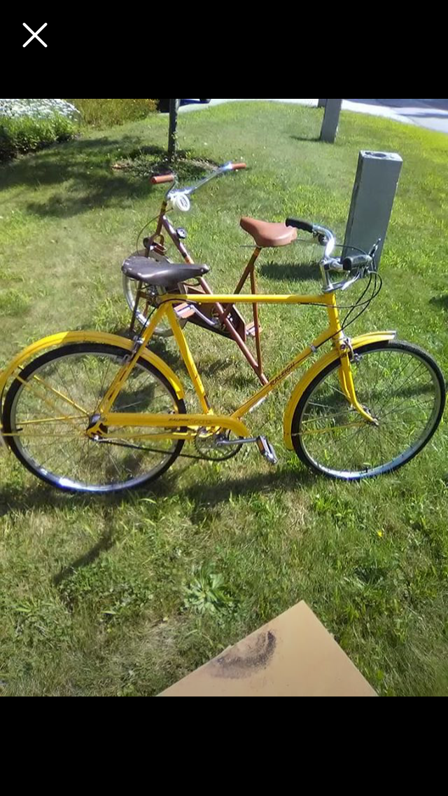 yellow raleigh bike