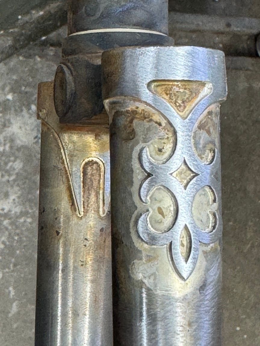 After brazing on the appliqu�, I filed it to the same thickness as the crown.  Later I will start the process of polishing it to a bright finish.  