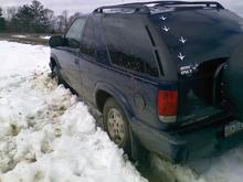 stuck. pizza cutter's for tires. haha
