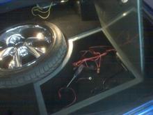 spare in, trunk done, wiring the C-tec charger in the compartment