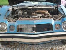 From hitting a deer back in 1980... The car has sat in my grandmas garage since 1983