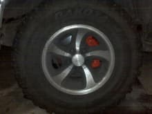 dirty rim and tire but fresh caliper paint