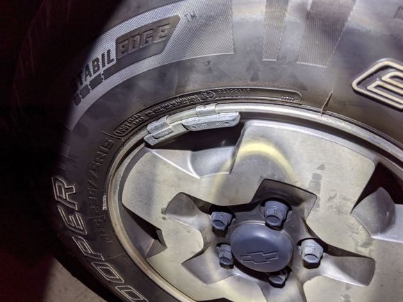 Front passenger outer weights.
