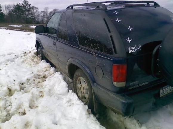 stuck. pizza cutter's for tires. haha