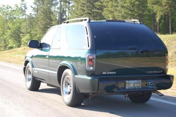 The back of my truck on the road.