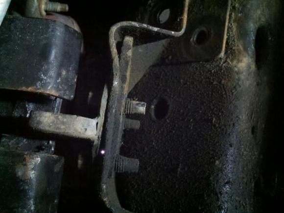 My motor mount.  Actual mount seems okay, but frame is bent, cant fix that without removing engine, so oh well