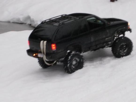 Screaming up a snow covered hill