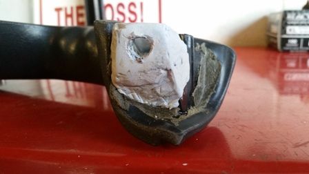 After sanding the epoxy I drilled a hole for the mounting screw.