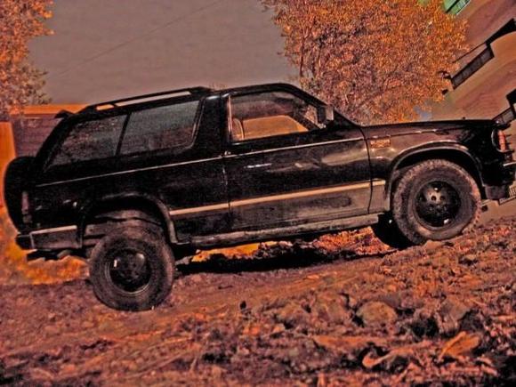 Photoshop colored, dirty, with a little rear flex at a construction site at night