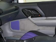 Interior - purple speaker grille, new door panel fabric, new seat upholstery