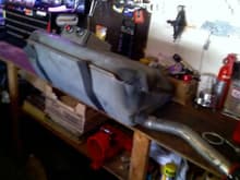 fuel tank mock up complete. Used a weldthrough primer, and a small Lincoln 140 Mig w/.035 flux core, no argon. Leaked checked....Good.
