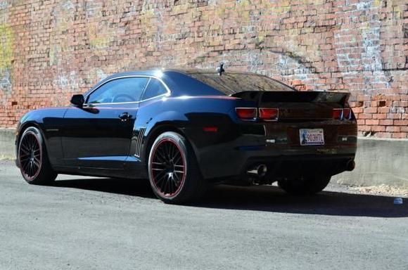 2012 Camaro SS with TSW Max matte black wheels, Retro USA side vent's, Havok rear spoiler, Scott Drake ~ Bow tie delete, flat black rally stripes.   Photo by Tony Rowe using Nikon D7000