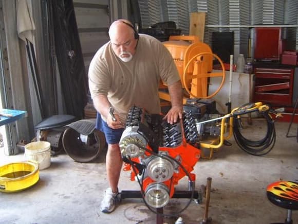 My Brother Robert adjusting the valve train when we rebuilt the engine about eight months ago.