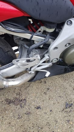 broken foot peg and brake lever