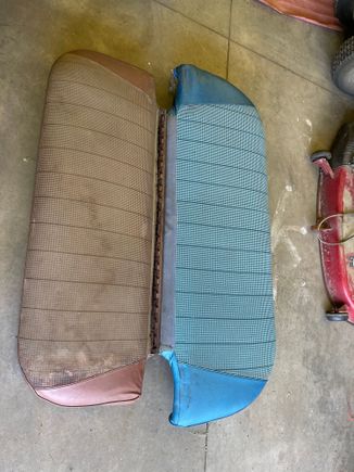 I need help to identify the BROWN rear bench seat. I know that the blue one is from a 1960 Chevrolet 4 door post. I just bought the brown one and I don’t know what car it comes from.